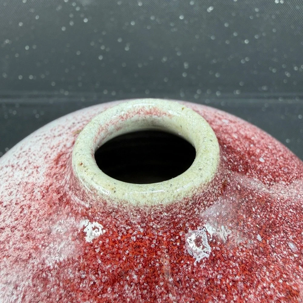 Vintage 1993 Signed Studio Pottery Bud Vase Oxblood Red Speckled Glaze 5inch VTG